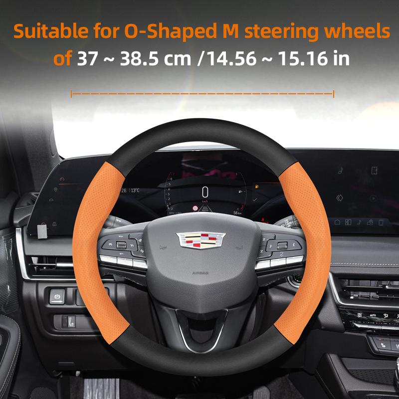 Suitable for Cadillac Breathable Hole Leather Matte Carbon Fiber Texture Steering Wheel Cover Suitable for Cts 2013 Ct4 Carbon Interior Ct5 Xt5 Xt4 X
