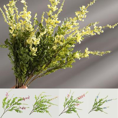 Artificial Flower Realistic Looking 5 Branches Home Decoration Plastic Salvia Bouquet with