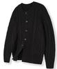 Nodu Fisherman Cable Round Neck Semi-Oversized Long Sleeve Knit Cable Knit Cardigan [Black]