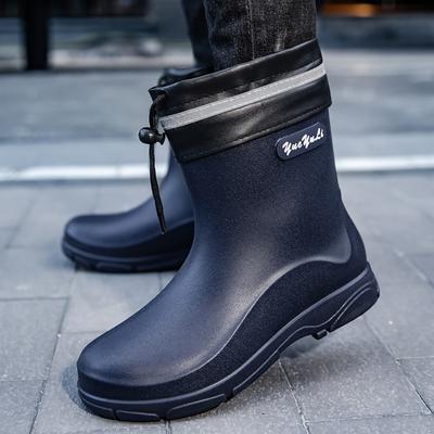 Nuove Scarpe da Pioggia da Uomo Impermeabili in PVC Scarpe da Lavoro Antiscivolo da Esterno Foderate in Pile Cotone Calde Stivali da Pioggia Calzature da Cucina Calzature da Uomo