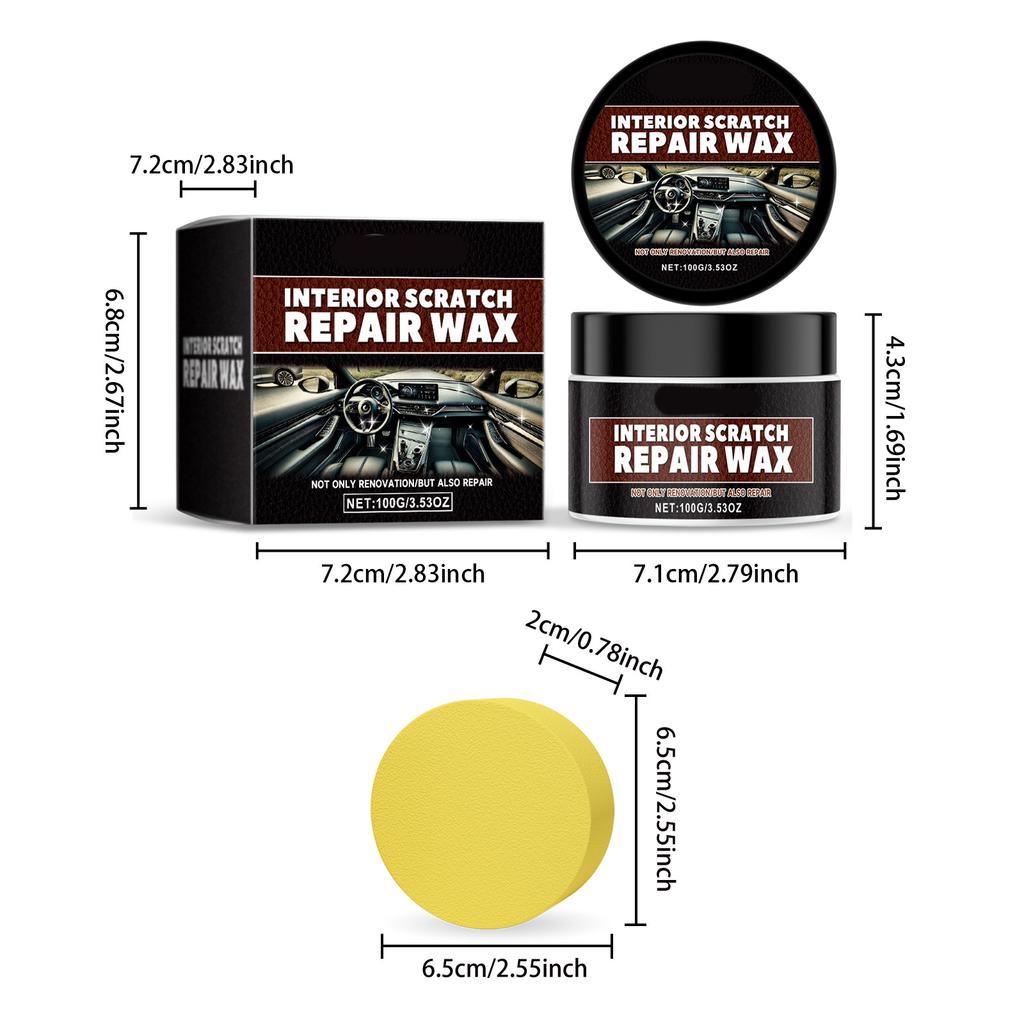 Car Dashboard Restorer 100g/3.53oz Scratch Repair Paste Universal Car Interior Scratch Remover with Sponge Polishing Wax