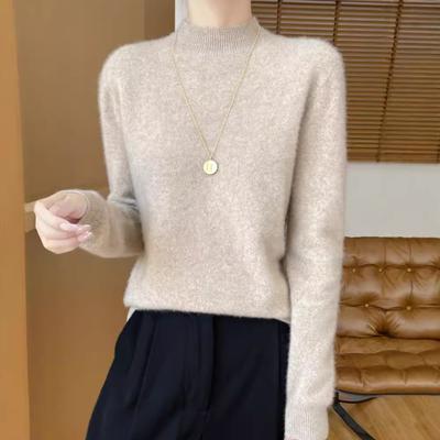 Half Turtleneck Wool Sweater Pullover Solid Colour Bottoming Sweater Knit Sweater for Women