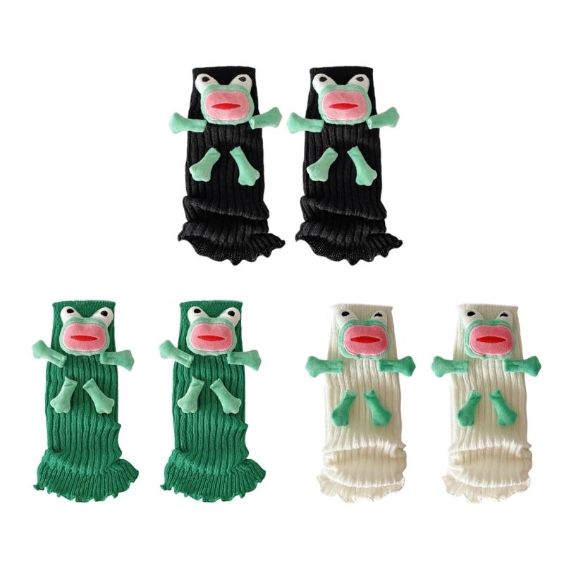 Stylish Funny Cartoon Leg Covers for Parties Or Cosplay Women Girls Cute 3D Stuffed Ugly Frogs Leg Warmers Boot Cuffs