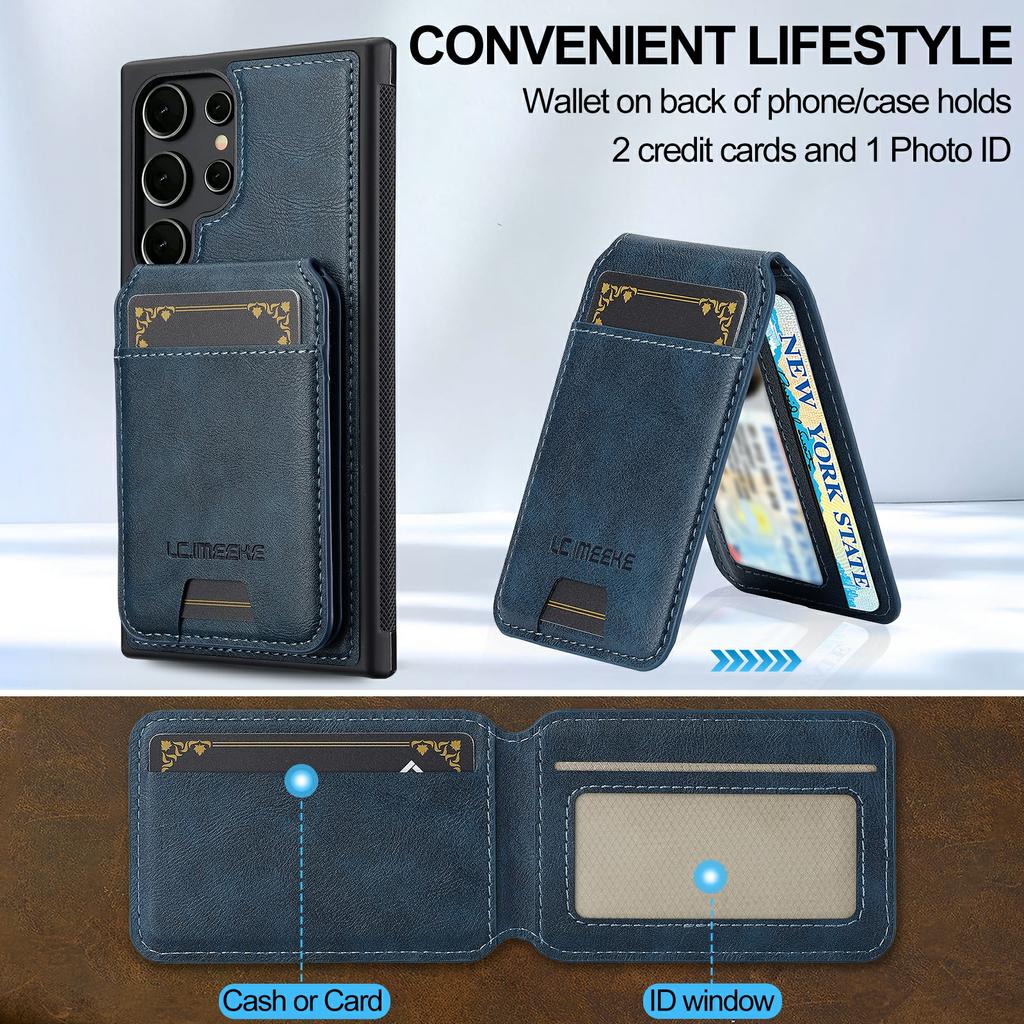 LC.IMEEKE L3 For Samsung Galaxy S26 Ultra Magnetic Case Detachable Card Holder Leather TPU Mobile Cover