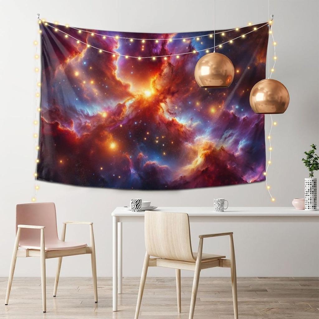 Nebula Tapestry Fancy Purple Space Star Wall Art Bedroom Aesthetic Space Mysterious Fantasy Night Sky Room Decoration Bedroom
