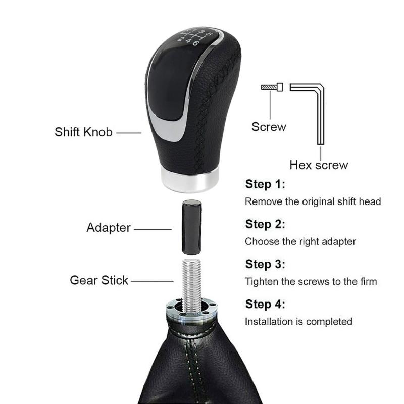Manual Gear Shifter Knob PU Leather 5/6 Speed Shifter Lever Suitable for Car SUVs Trucks Comfortable Grip Easy To Clean