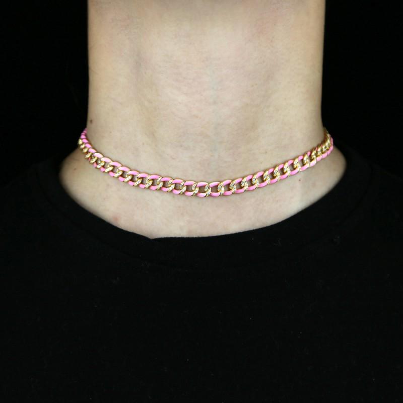 Hip Hop Cuban Chain Necklace 7mm Drip Oil Design Micro Pave Zircon Mens Streetwear Jewelry