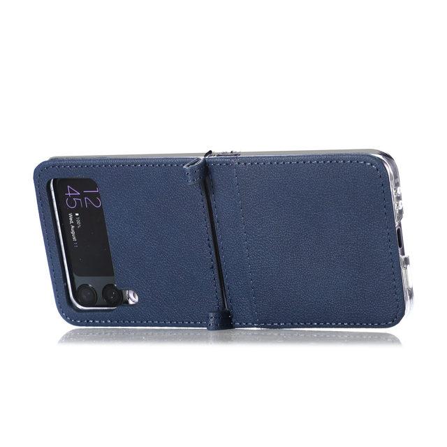 For Samsung Z Flip4 Non -Slip Card Holder Leather Phone Case For Samsung Galaxy Z Flip4 5g Flip 4 Flip3 Flip 3 Shockproof Funda