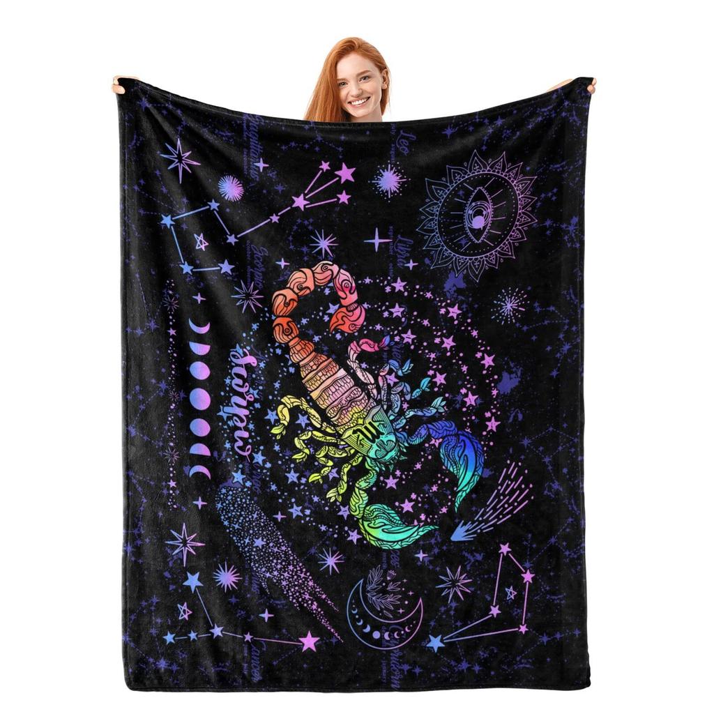 Cartoon Constellation Flannel Blanket Light Blanket Sofa Bedroom Bed Decorative Blanket