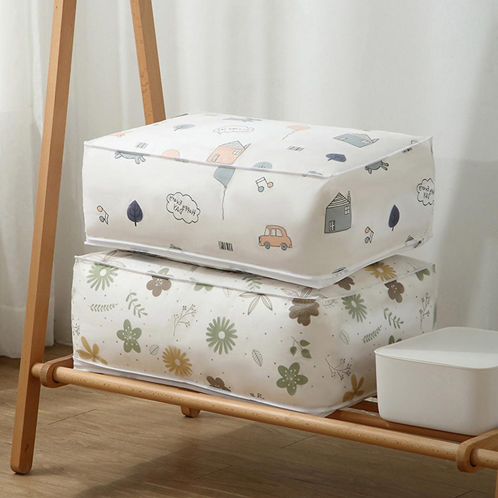 1pc Peva Printed Waterproof And Dust-Proof Quilt Storage Bag, Collapsible And Easy To Arrange, Blankets, Clothes, Bedding
