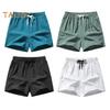 Herren-Shorts, elastischer Bund, verstellbarer Kordelzug, lässige Shorts mit Taschen, einfarbig, schnelltrocknend, Sport-Shorts