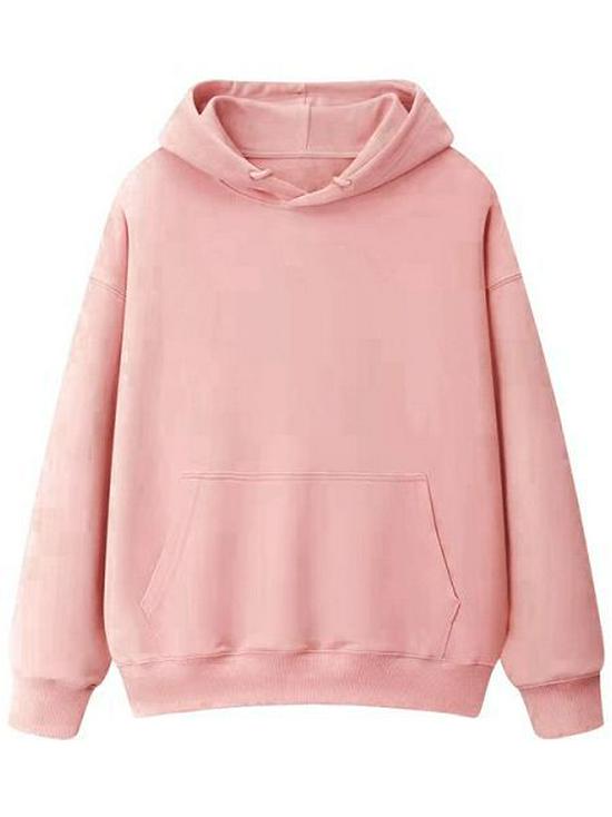 Fleece-Lined Thickened Hua Cotton Drop-Shoulder Hoodie - 2023 Autumn/Winter Solid Color Loose Hooded Sweatshirt with High Neck
