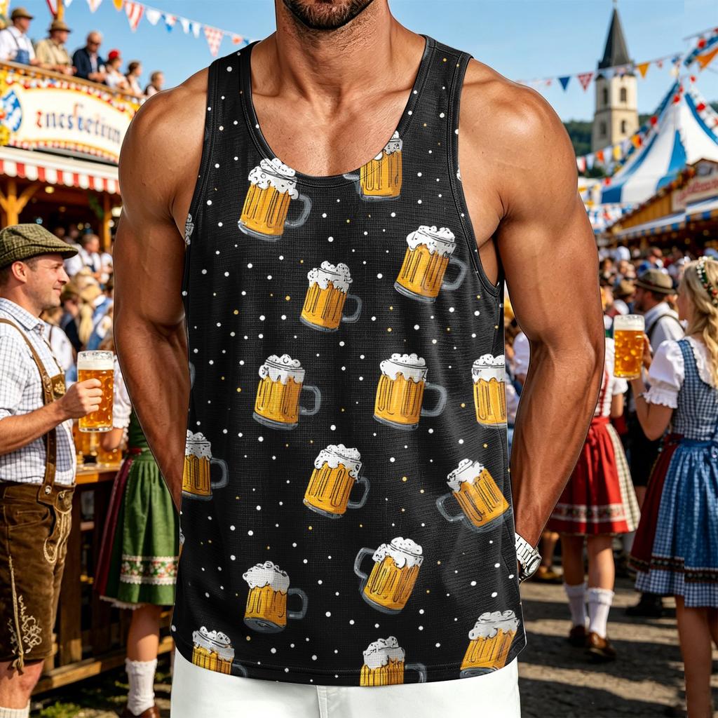 Men's Casual Print Crewneck Tank Top - Sleeveless Outdoor Sport Shirt for Summer