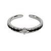 Galaxy Ember Free Enamel Dripping Oil Black And White Couple Starlight Opening Ring Light Luxury Pair Ring Temperament Valentine'S Day Index Finger