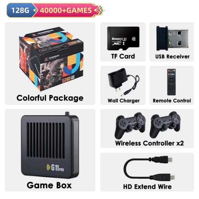 G11 Pro Spielebox Videospielkonsole 256 GB Eingebaut 60.000+ Retro-Spiele 2,4 GHz Kabelloses Gamepad 4 Stück 4K HD TV-Spiele-Stick Für PS1/GBA