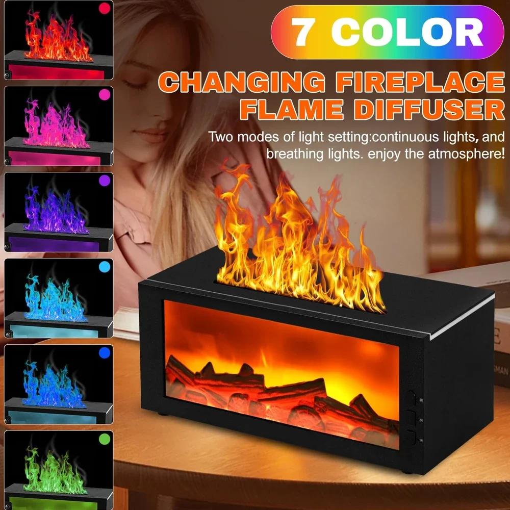 7-Color LED Flame Humidifier & Essential Oil Diffuser Aromatherapy & Night Light for Home Decor