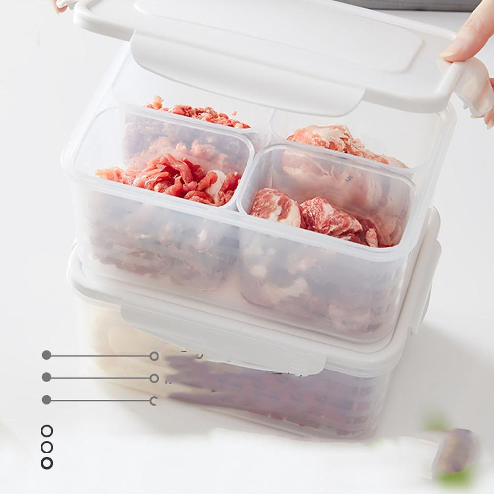Food Organizing 4 Compartment Fridge Storage Containers Stackable PP Fresh Keeping Box With Lid Food Organizer Box Kitchen