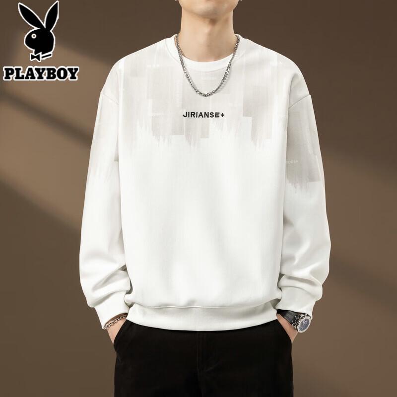 PLAYBOY Men s Heavyweight Solid Crew Neck Long Sleeve T-Shirt M