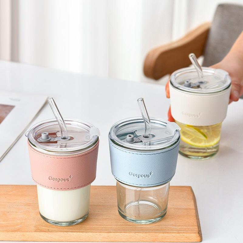 Perfect Day Coffee Mug With Cover Double Wall Glass Cups mugs coffee Silicone Straw mug souvenir personalized