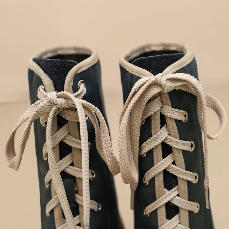 2024 Autumn Winter Retro Women's Ankle Boots Mixed Colours Cosplay Boots PU Patchwork Flock Comfy Chunky Heels Shoes