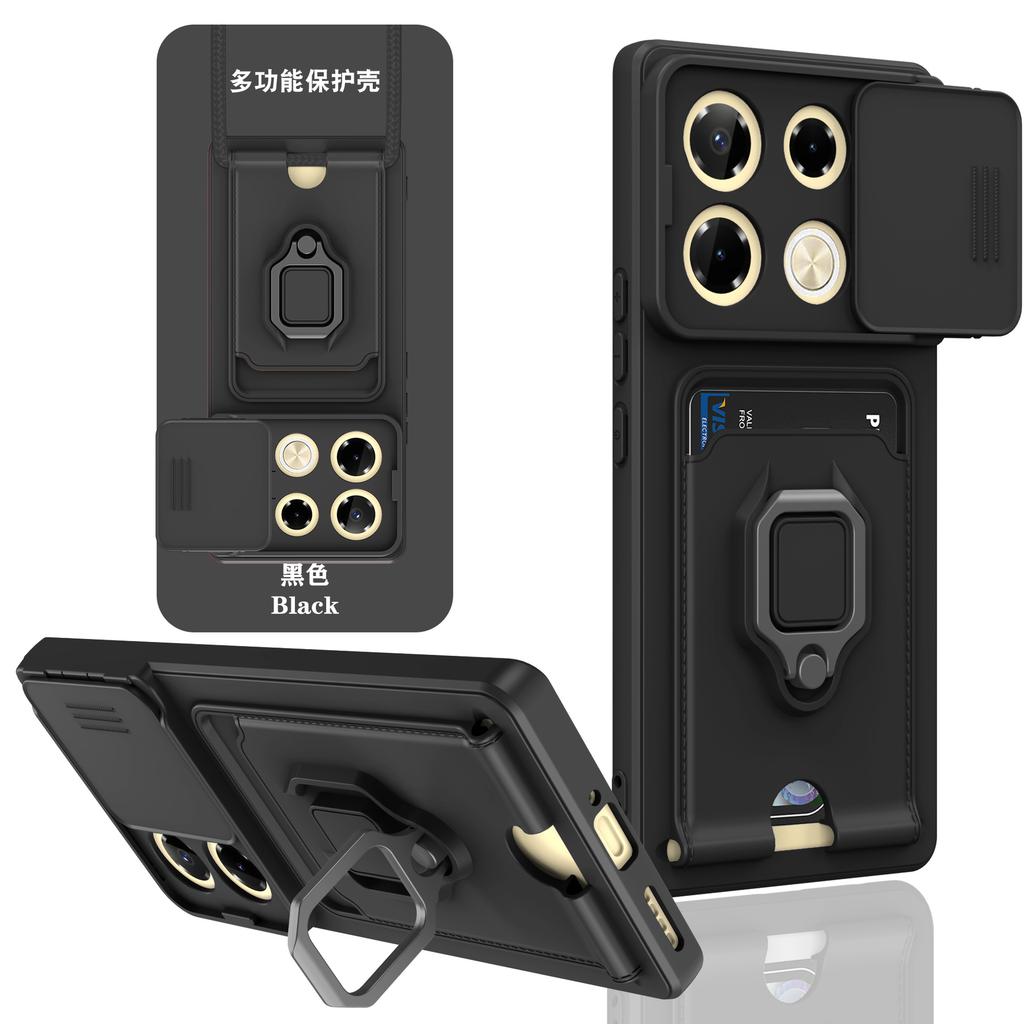 Applicable To Transsion INFINIX note40Pro Card Mobile Phone Case HOT50 Push Window POVA6 Bracket Lanyard Cover
