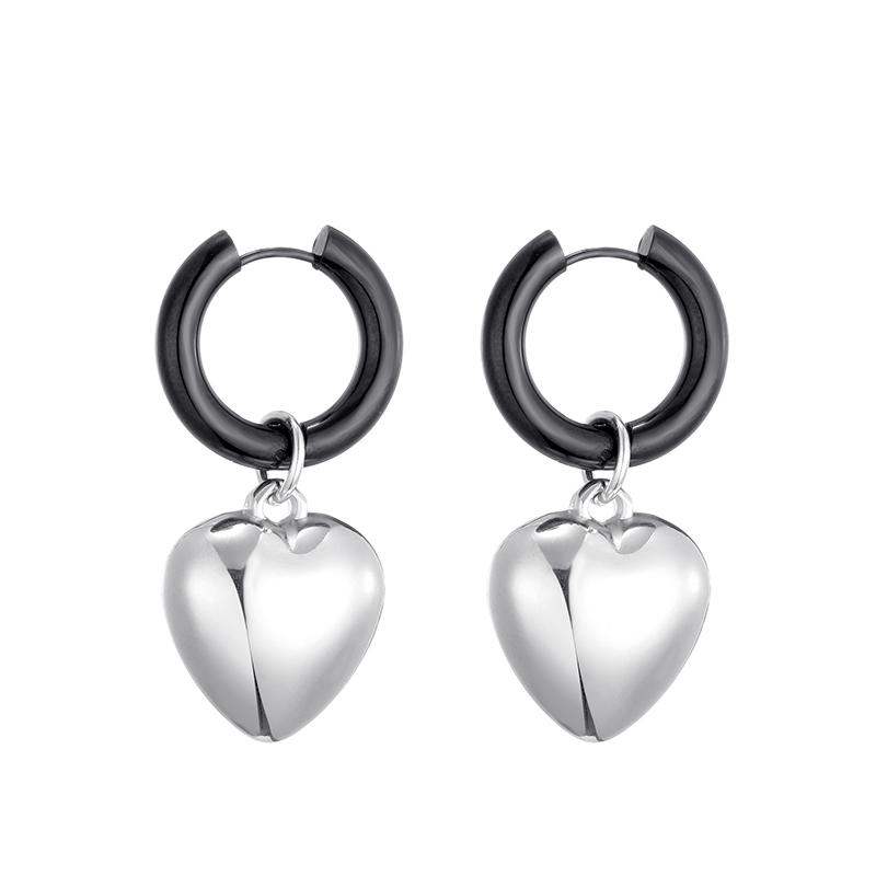 

Stainless Steel Hoop Acrylic Heart Pendant Earrings For Women Statement Solid Circel Gold Copper Black Color Earrings Zircon