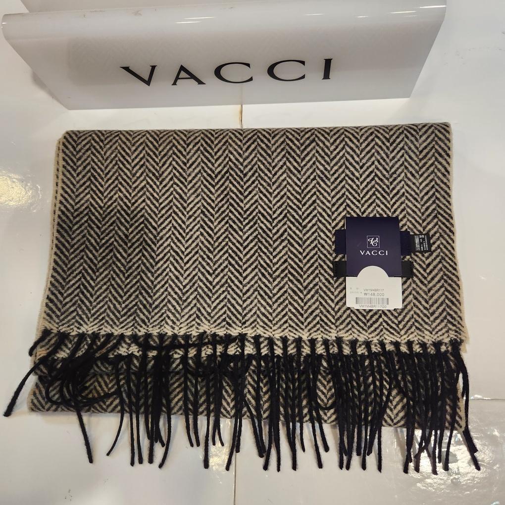 Men's winter light and warm 100% wool high-quality material brown beige herringbone pattern pretty muffler VM1M4BR117G01