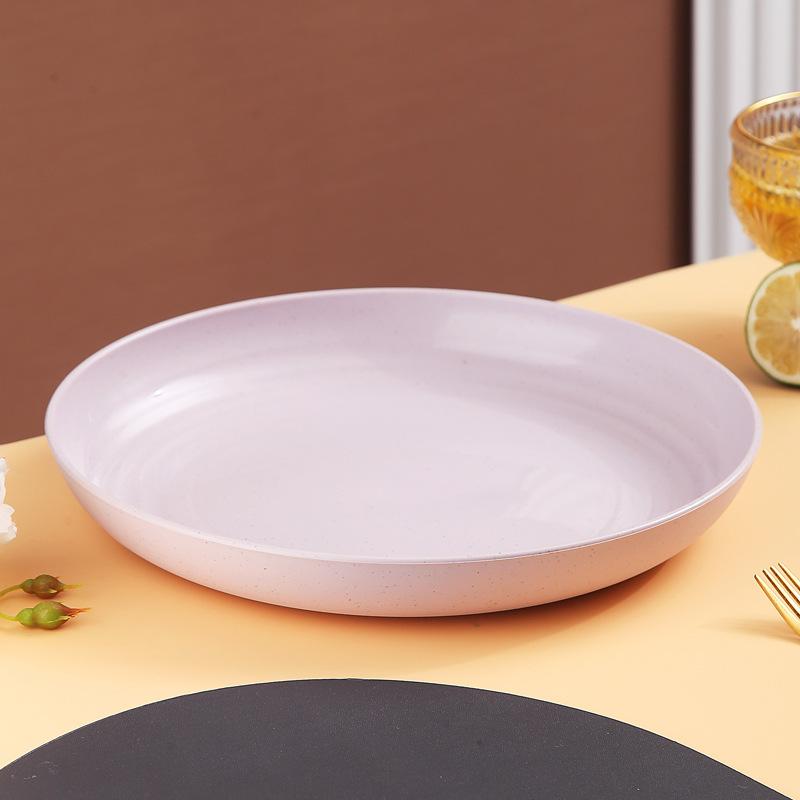 Inyahome Lightweight Wheat Straw Plates Degradable Unbreakable Dinner Dishwasher & Microwave Safe BPA Free Pates Food Trays