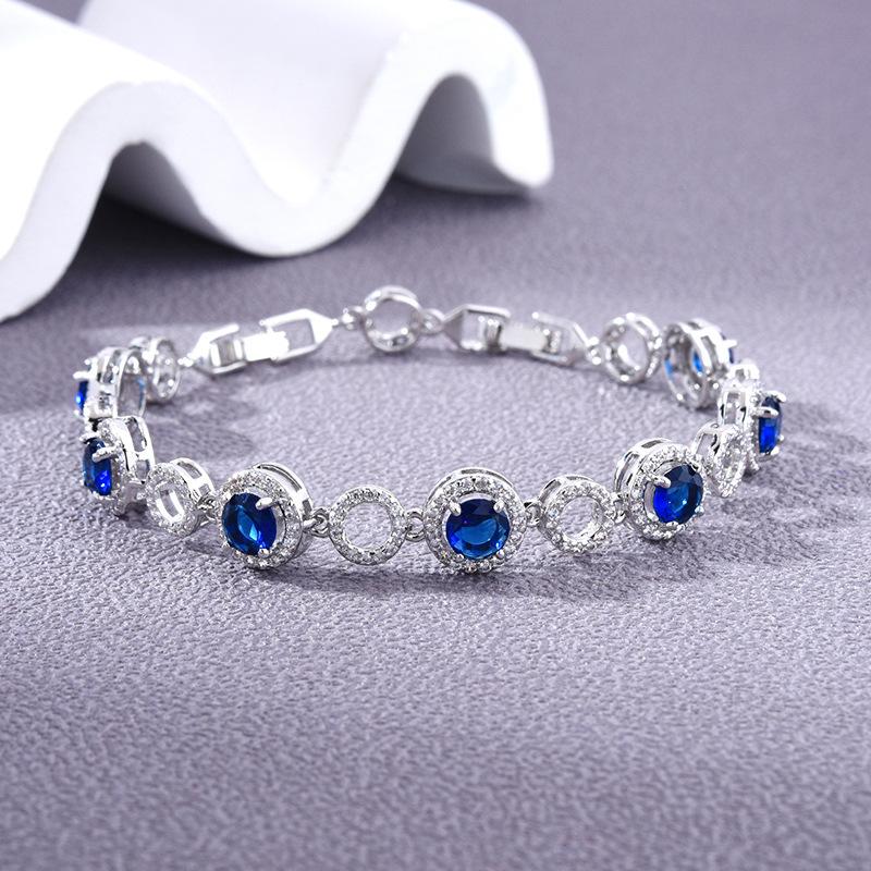Popular Jewelry Accessories Colored Zircon Jewelry Bracelet Brass Plated Platinum Handmade