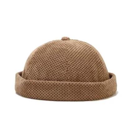 2024 Men Women Retro Dome Melon Brimless Beanie Cap Unisex Novelty Skullcap Sailor Trendy Color Elastic Panels Docker Cotton Hat