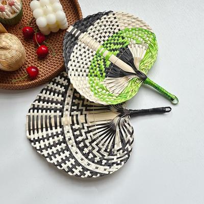 Ethnic Style Bamboo Woven Hand Fan Handmade Straw Weaving Wall Hanging Decor for Homestay Living Room Bedroom