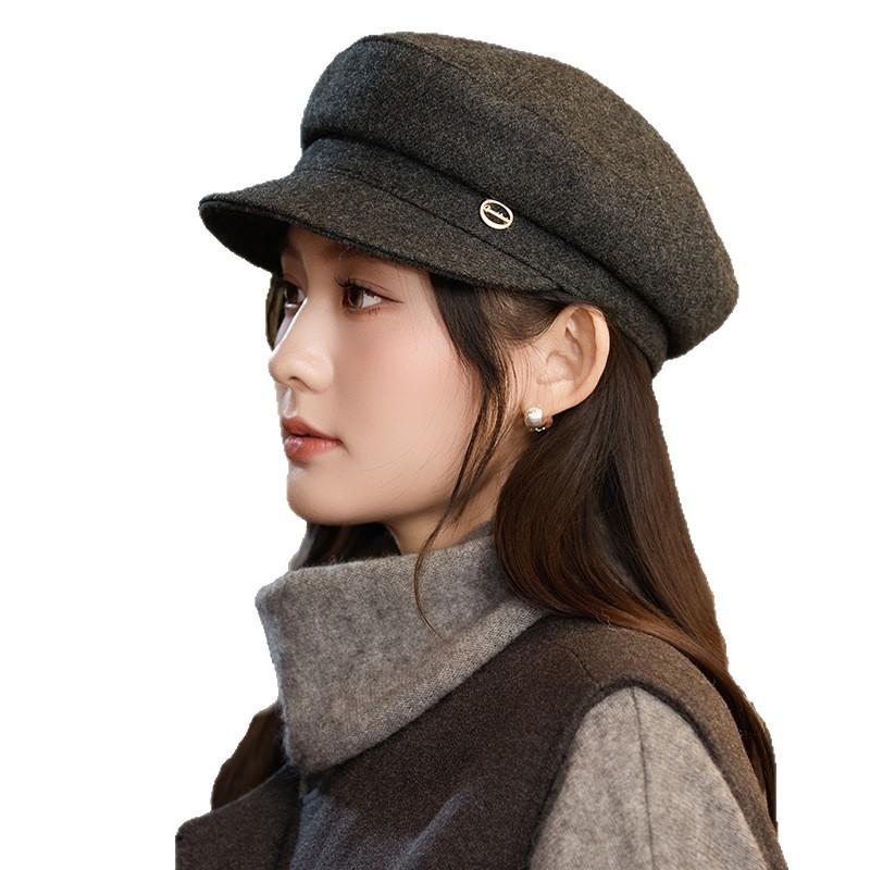 Versatile British Style Fashion Beret Women's Autumn and Winter Windproof Warm Painter Newspaper Boy Hat Korean Style Fashion Star Anise Hat