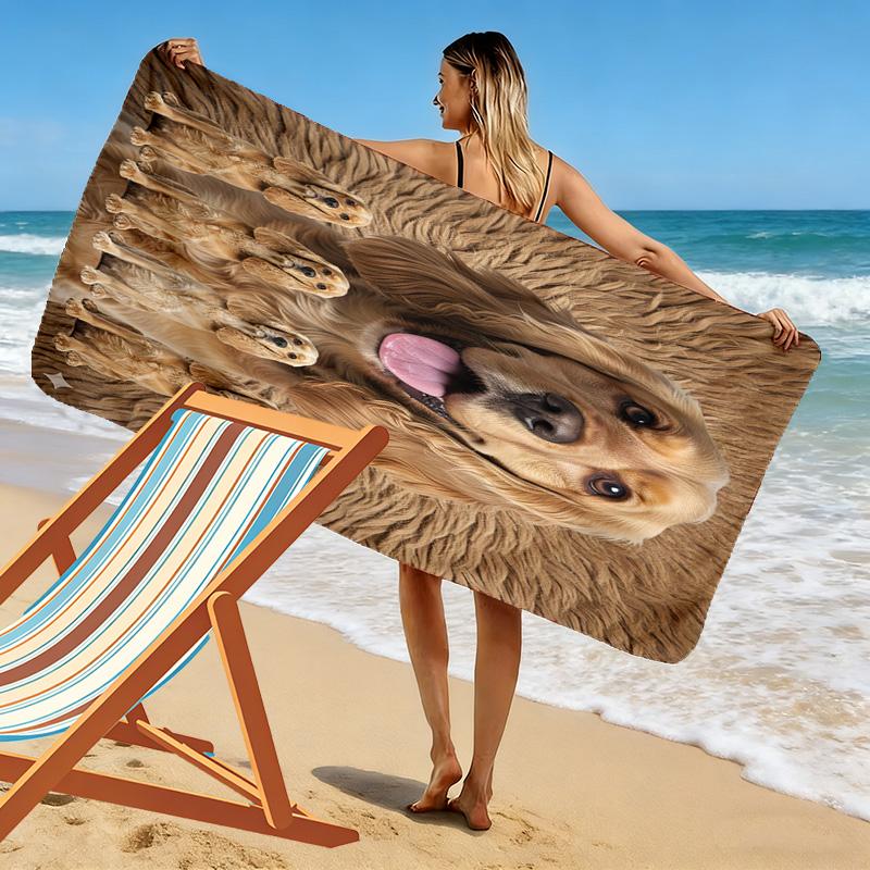 Serviette de plage imprimée Cocker Américain, Grande Serviette Douce à Séchage Rapide pour Plage, Camping, Natation