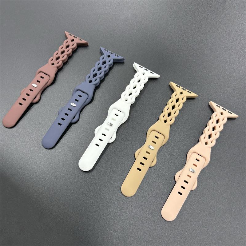 For Applewatch10 Apple Watch with iwatch9876SE Hollow Breathable Twist Silicone Sports