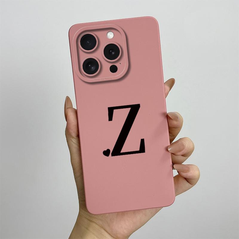 For iPhone 14 Pro Max Case iPhone 14 Plus Phone Case iPhone 14 Pro Cover Cute Couple Initial Letters Square Skin Matte Cover