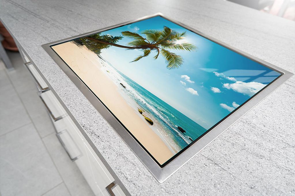 SZKLANA PŁYTA OCHRONNA NA KUCHENKĘ 70x52 PLAŻA