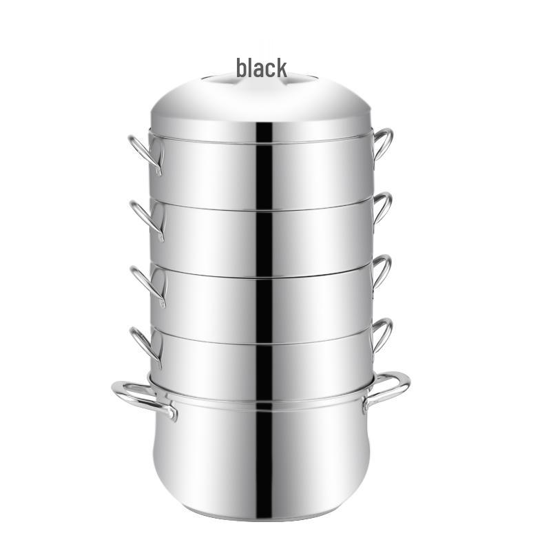 Thickened Stainless Steel Steamer Pot - 3-Layer, Non-Perforated, No Flavor Transfer, Energy-Saving Design for Cooking Rice.