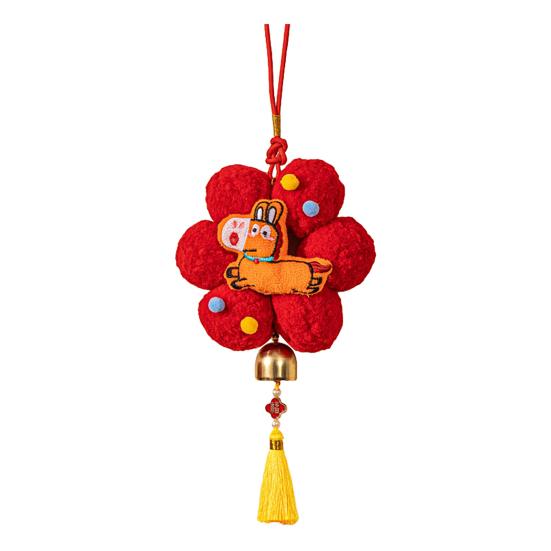 New Year Pendant Hanging Decoration 2026 Year of The Horse Festive Decor Red Golden Tassel Ornament