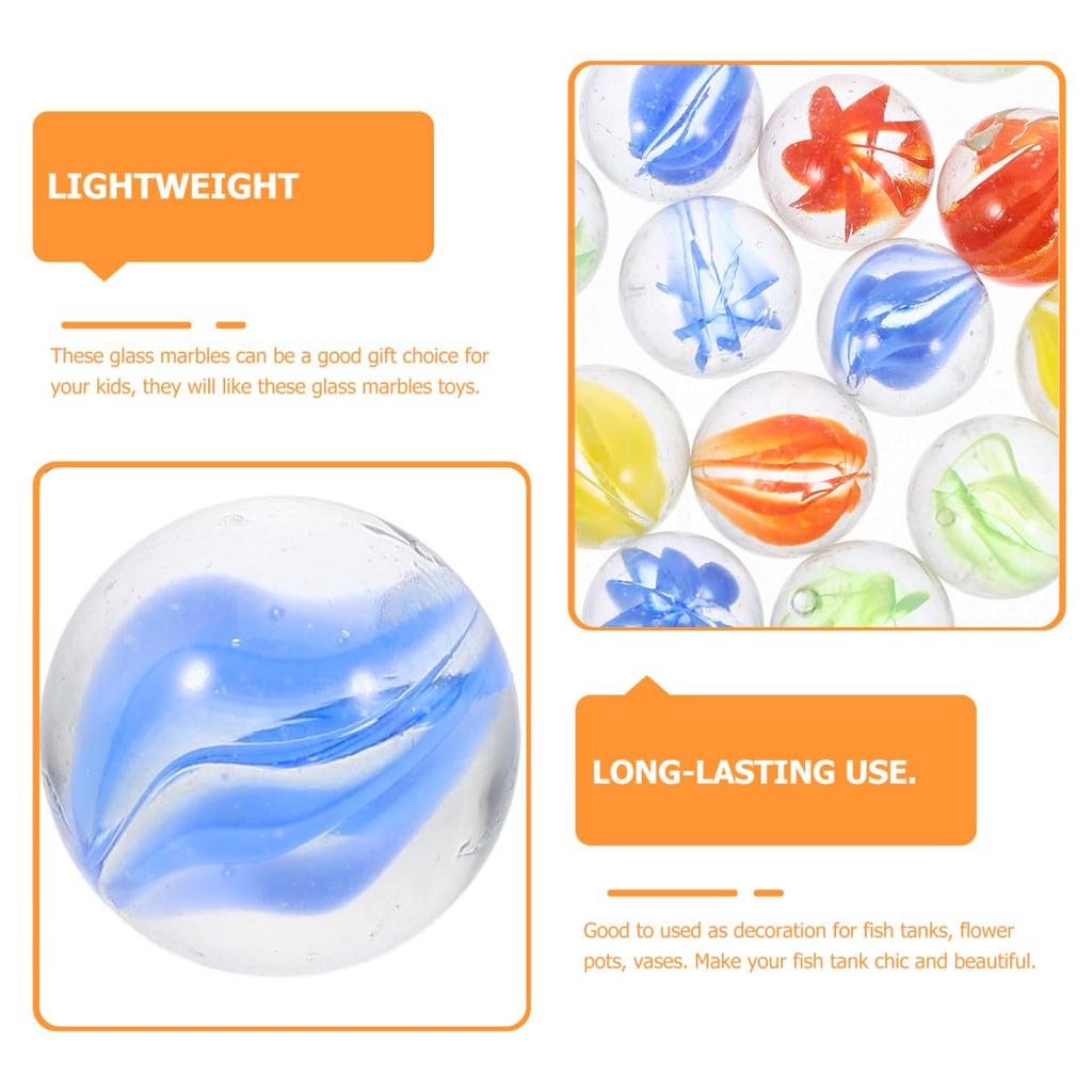 JOINPAYA Glasmurmeln, 16 mm, Set mit 100 Stück [Altes Spielzeug] Bunte Murmeln mit Ramune-Muster für Aquarien, Vasen und Dekorationen, Basteln und