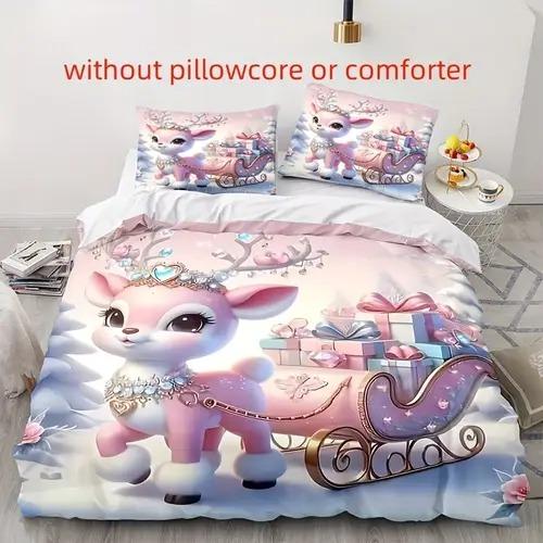 Comforter Christmas Elk Christmas Elk Background Theme Suitable For Children Kids Adults Warm Soft And Breathable