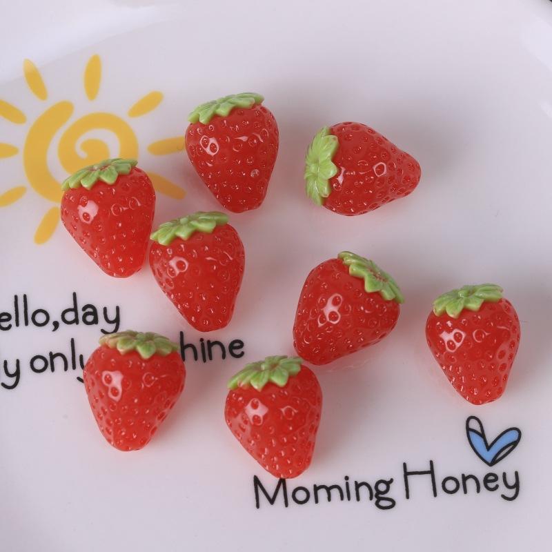 10pcs Strawberry Mini Simulation Cute Resin Model Doll House Miniature Kawaii Desk Home Decor Phone Case DIY Accessories