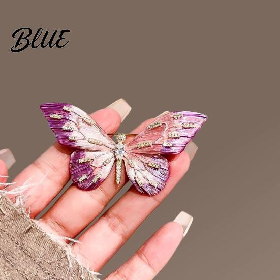 Clothing Safe Brooch Women High-Gloss Rhinestone Inlay Gradient Color Butterfly