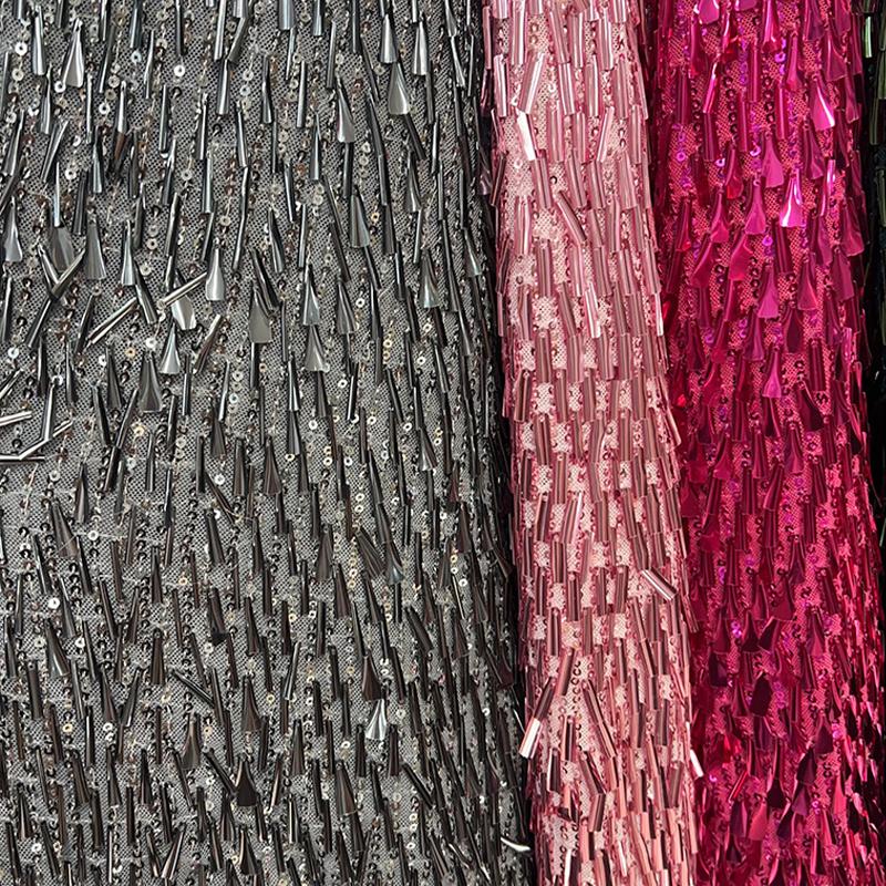 Sequined Embroidery Fabric Sparkly Stretch Stage Costume DIY Dance Dress Fabric by Yard Clothing Evening Gown Sewing Material