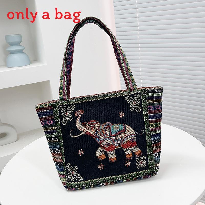 Ethnic Embroidered Handbag For Women With Canvas Material And Zipper Closure For Daily Use