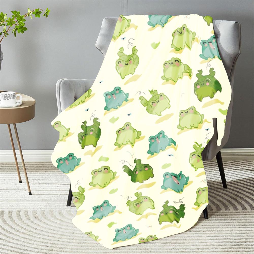 Cartoon Green Frog Flannel Blankets Warm Winter Travel Bedroom Sofa Bithday Gifts For Kids Soft Throw Blanket