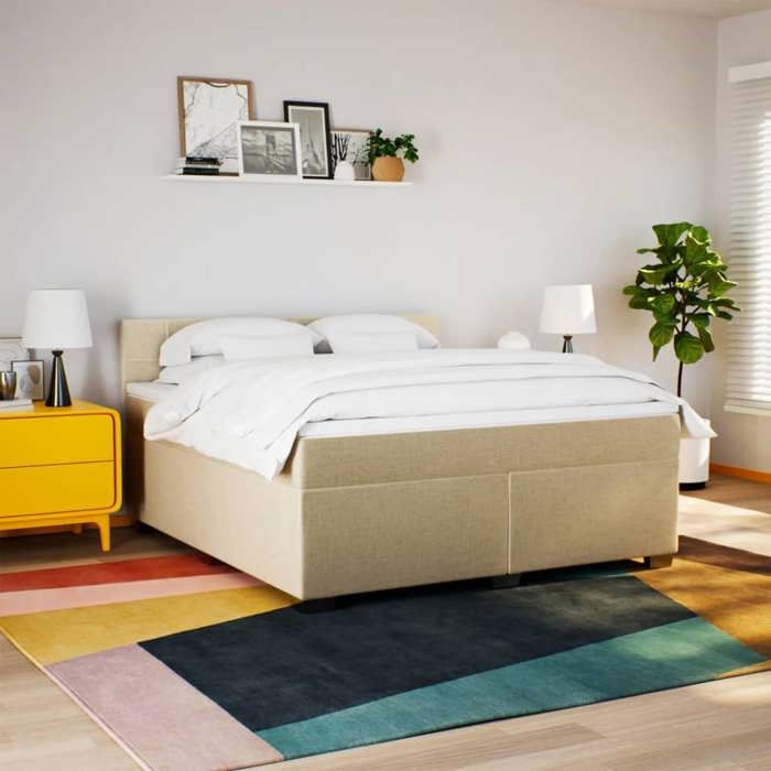 Maison Exclusive - Sommier à lattes de lit avec matelas Crème 180x200 cm Tissu