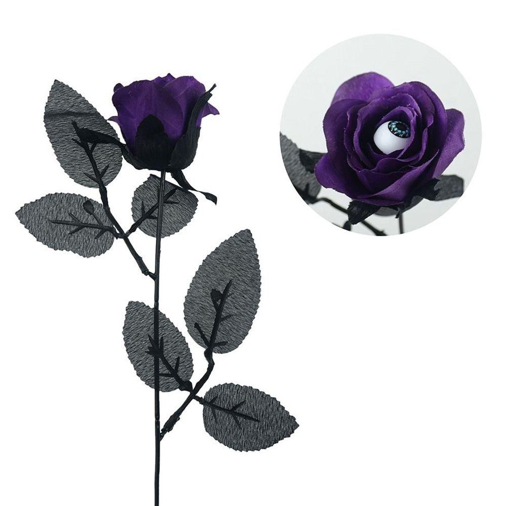 5PCS Photo Props Artificial Rose Flower With Eyeball Halloween Silk Flower Fake Flower  Halloween
