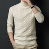 Fengxun Men's 100% Pure Wool Jacquard Turtleneck Sweater