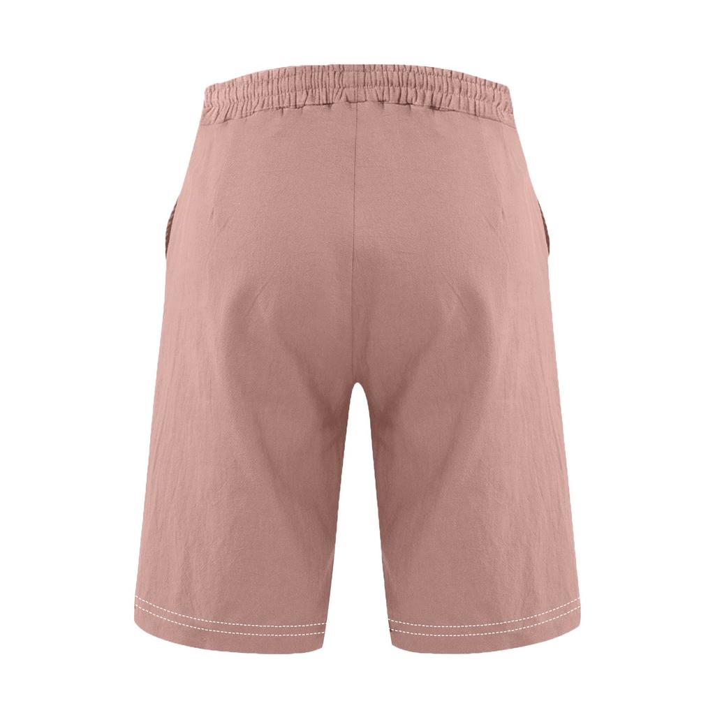 Shorts esportivo masculino de algodão linho casual solto pijama casual bolso shorts de corrida