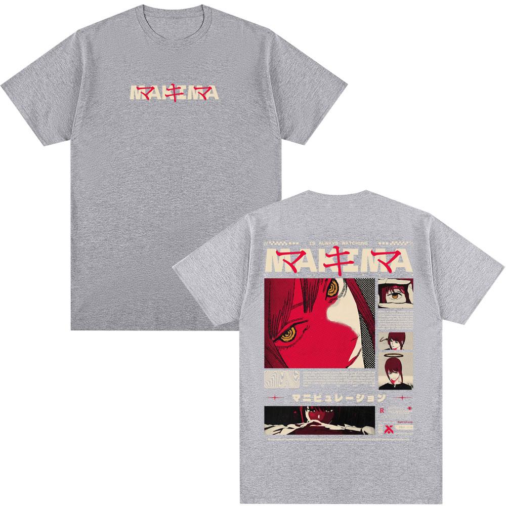 Japanese Anime Chainsaw Unisex Makima Tshirt Unisex Women Clothing Fashion Short Sleeve T Shirts Cotton Oversized Tshirts Streetwear